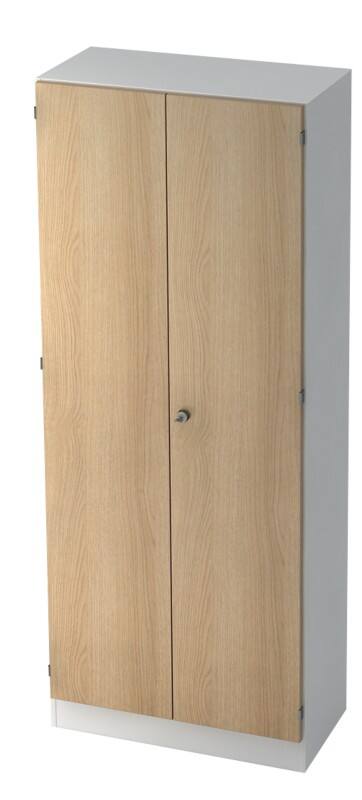 Armoire à portes battantes Hammerbacher Aggloméré 5 Étagères Verrouillable 800 x 420 x 2004 mm Chêne Blanc;Brun