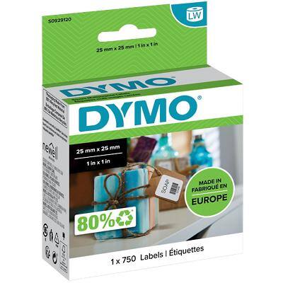 Étiquettes multifonction LW Dymo S0929120 d’origine, carrées Autocollantes Blanc 25 x 25 mm
