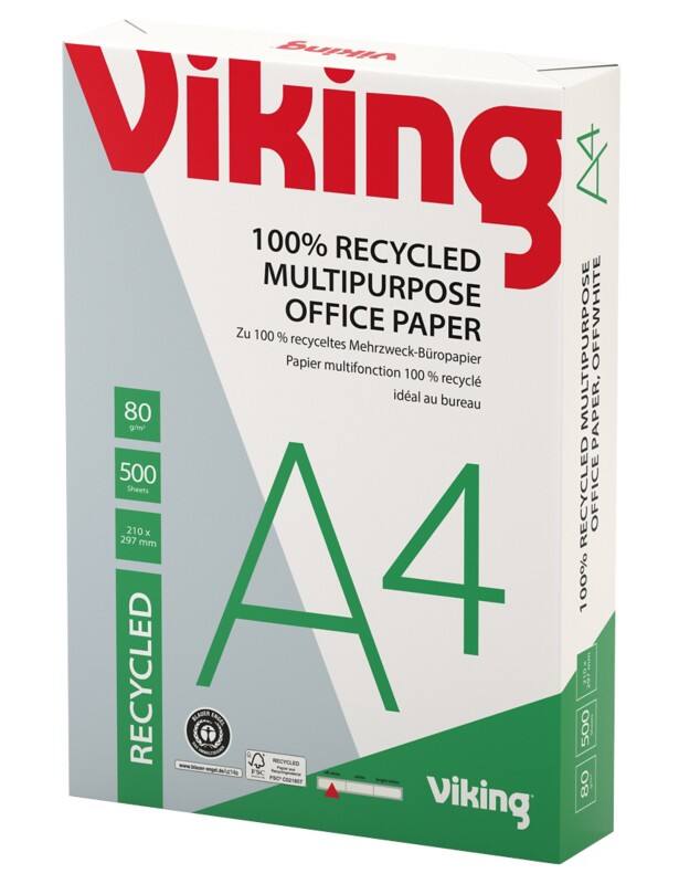 Viking Off-White A4 Druckerpapier Recycelt 100% 80 g/m² Glatt Weiss 500 Blatt