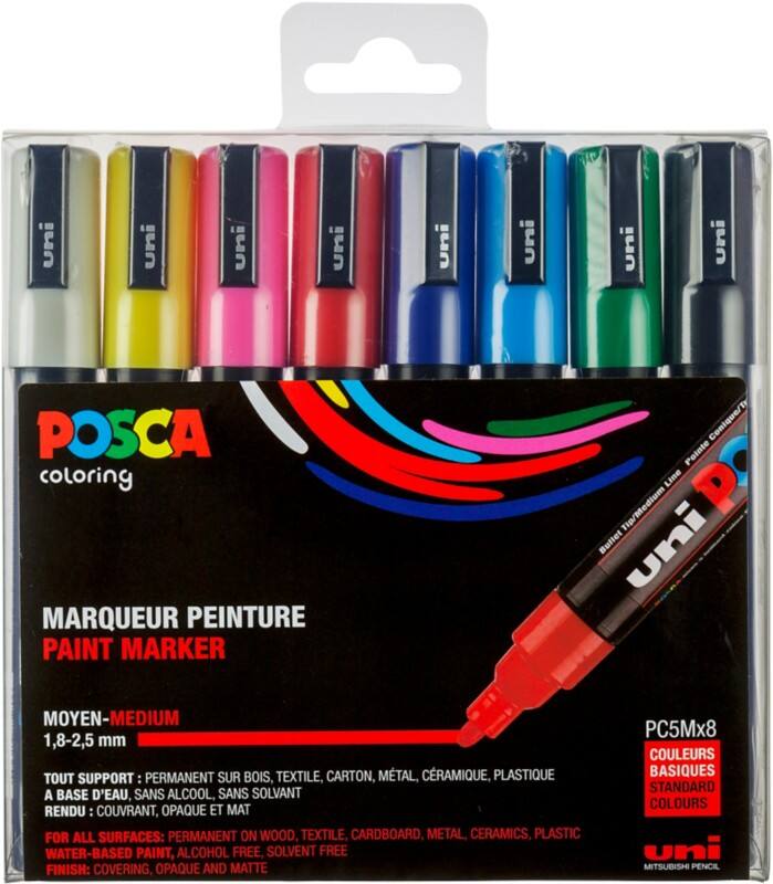 POSCA PC-5M Marker Rundspitze Farbig assortiert 8 Stück