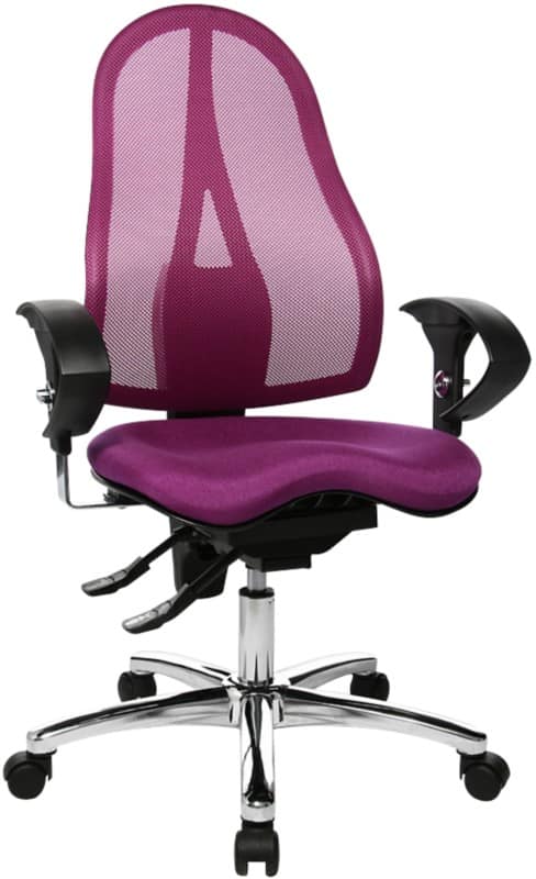 Siège de bureau Sitness 15 TOPSTAR Contact permanent Filet, Tissu Accoudoirs réglables en hauteur Violet 110 kg