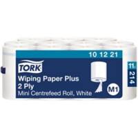 Tork Advanced Starke Mehrzweck-Papierwischtücher Mini M1 Innenabrollung Weiss 11 Rollen à 214 Blatt