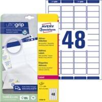 AVERY Zweckform Abziehhilfe QuickPEEL,ultragrip Adressetiketten L7636-25 Selbsthaftend A4 Weiss 45,7 x 21,2 mm 25 Blatt à 48 Etiketten