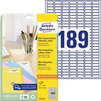 AVERY Zweckform L7658-25 Mini Organisationsetiketten 25,4 x 10 mm Weiss Rechteckig 25 Blatt à 189 Etikett