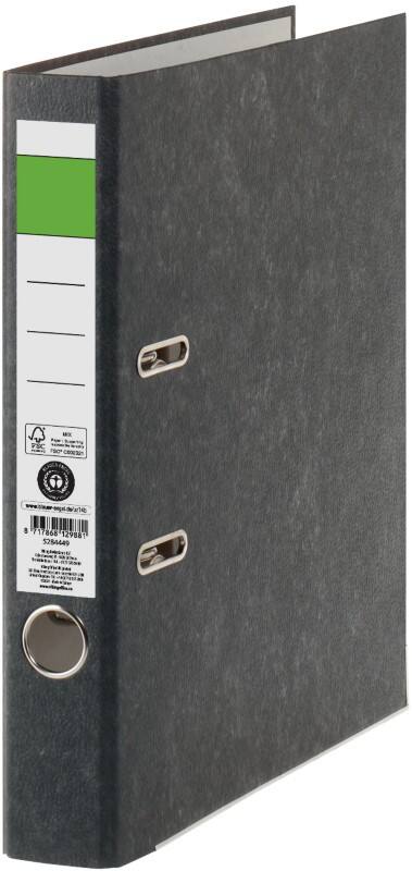 Classeur à levier Viking Étroit Grüner Balken A4 50 mm Noir 2 Anneaux Carton Effet Marbre Portrait Recyclé