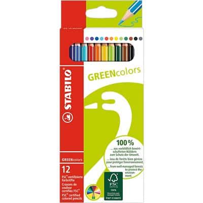 Crayons de couleur STABILO GREENcolors Assortiment 12 unités