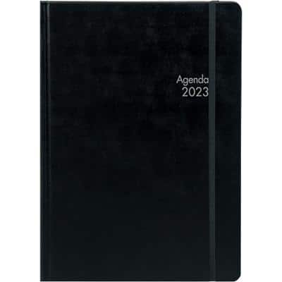 Simplex Buchkalender Simply 2023 DIN A5 1 Tag/1 Seite Schwarz 4-sprachig (D/F/I/GB)