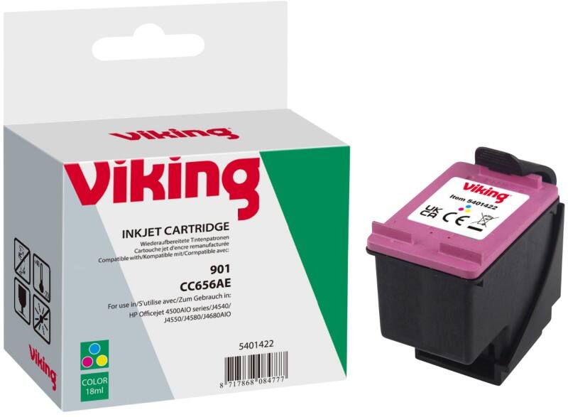 Cartouche jet d'encre Viking 901 Compatible HP CC656A Cyan, magenta, jaune