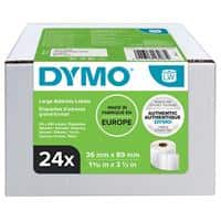 Étiquettes d’expédition Dymo LW S0722390 / 99012 d’origine, larges, autocollantes Blanc 36 x 89 mm 260 Étiquettes Paquet de 24