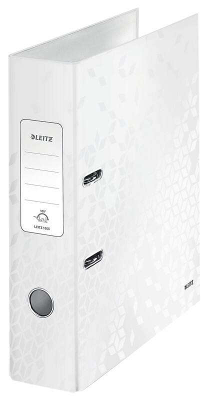 Classeur à levier Leitz Large 180° WOW A4 80 mm Blanc 2 Anneaux 1005 Carton laminé Portrait