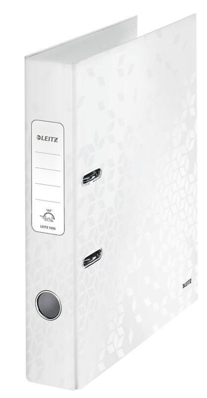 Classeur à levier Leitz Étroit 180° WOW A4 50 mm Blanc 2 Anneaux 1006 Carton laminé Portrait