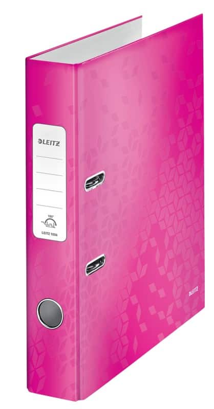 Leitz 180° WOW Ordner Schmal A4 50 mm Rosa 2 Ringe 1006 Laminierter Karton Hochformat