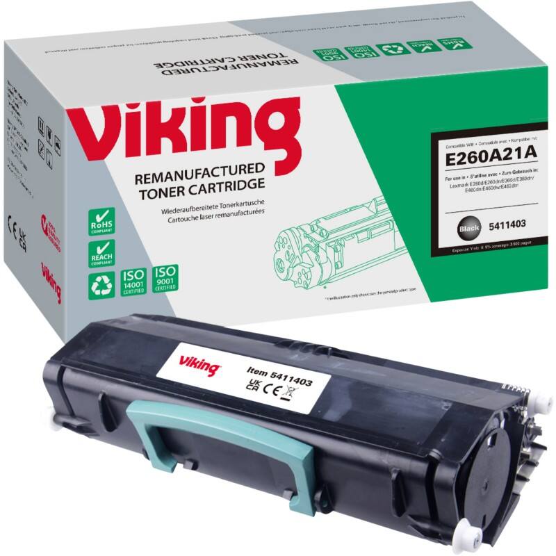 Toner Viking Compatible Lexmark E260A21E Noir