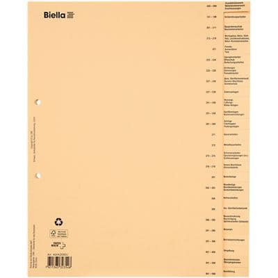 Biella Register DIN A4 Übergröße Braun 26-teilig Pappkarton 2 Löcher 0464426.90 26 Blatt