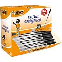 Stylo bille BIC Value Pack Cristal® Noir 90 + 10 GRATUITS 100 Unités