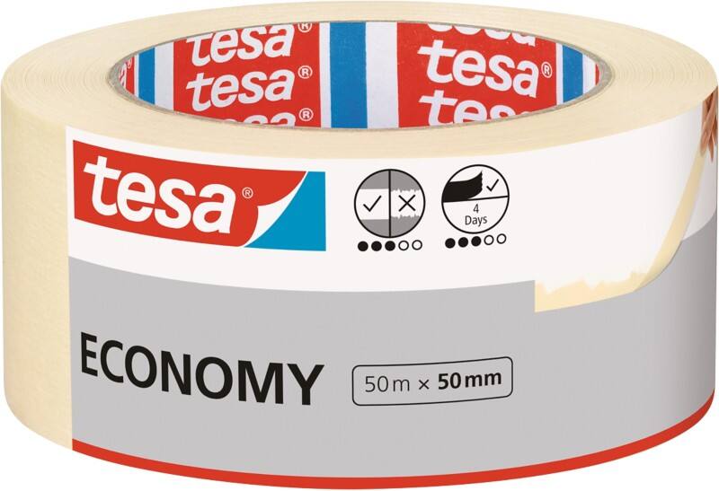 tesa Abdeckband Economy Beige 50 mm (B) x 50 m (L) Krepppapier