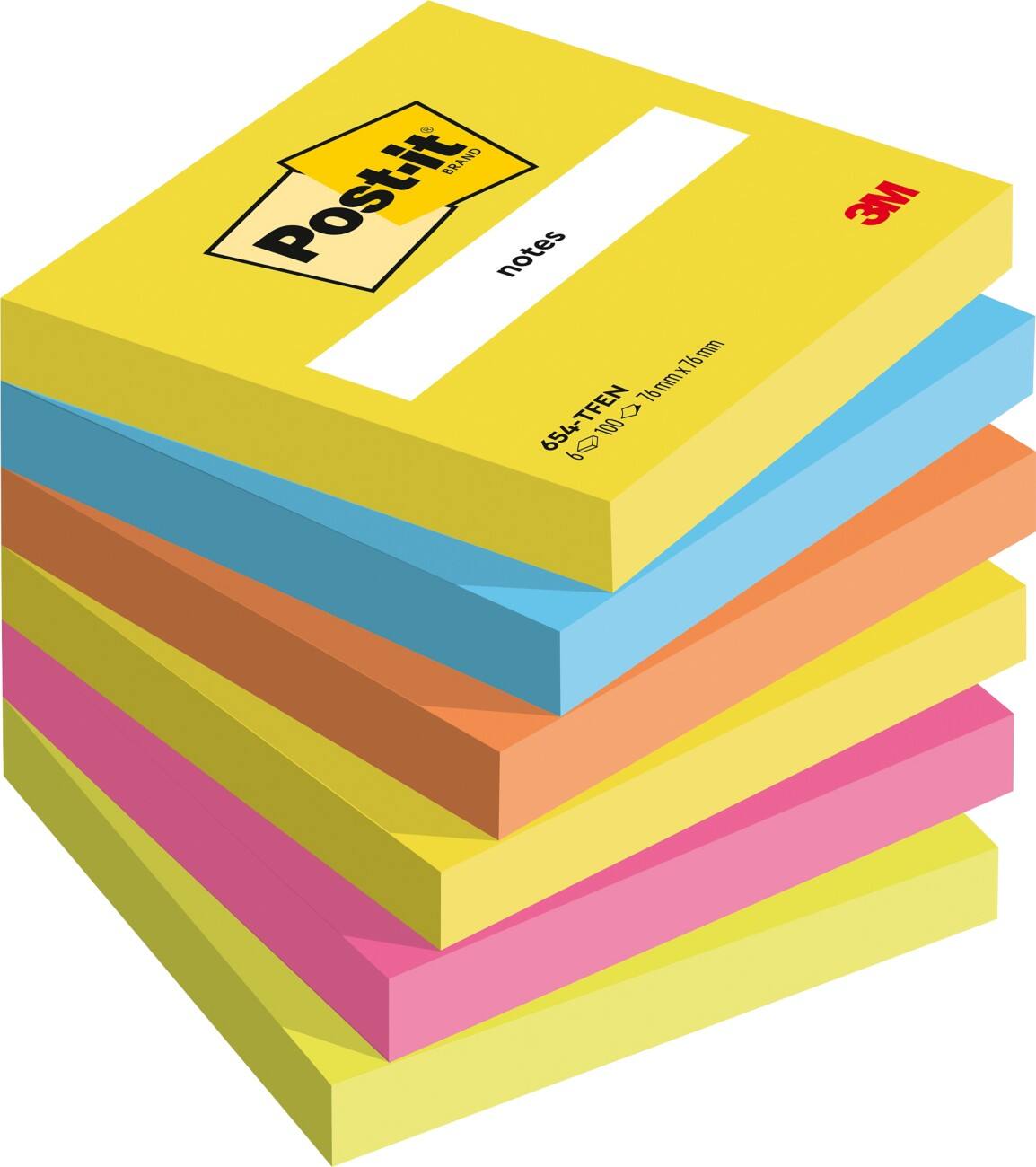 Post-it Notes 76 x 76 mm Active Collection Farbig sortiert 6 Blöcke à 100 Blatt