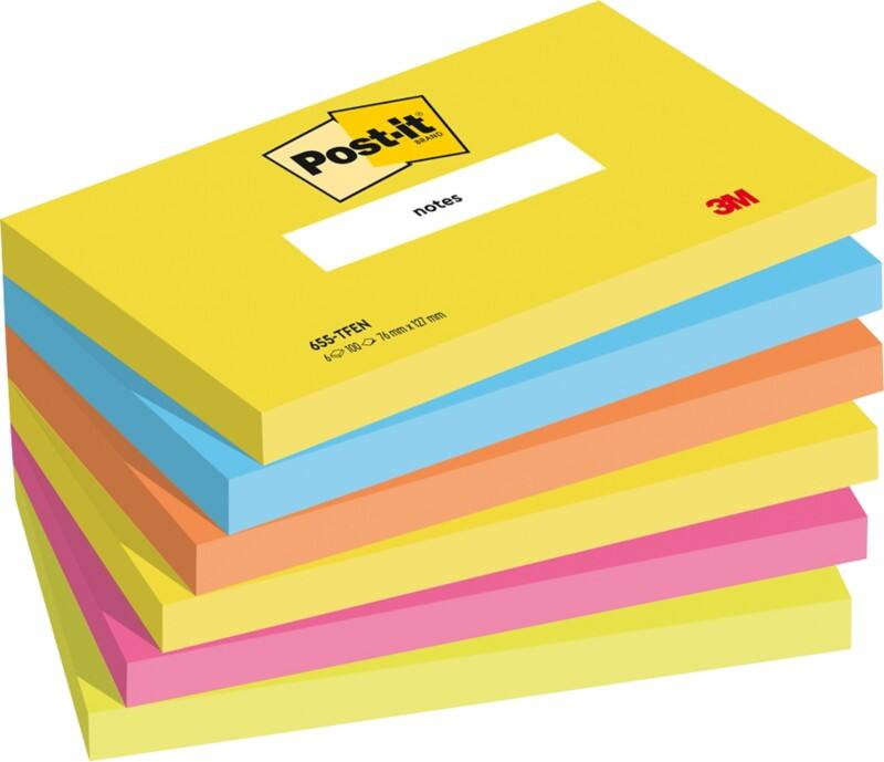 Post-it Haftnotizen 127 x 76 mm Active Collection Farbig sortiert 6 Blöcke à 100 Blatt