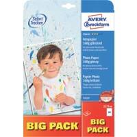 PAPIER PHOTO AVERY BRILLANT 250G A4 PAQUET DE 20 FEUILLES