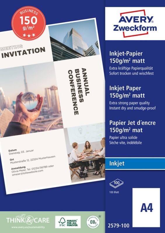 AVERY Zweckform Fotopapier 2579-100 DIN A4 150 g/m² Weiß 100 Blatt