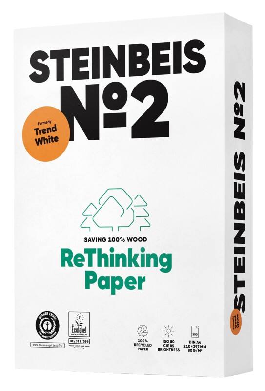 Steinbeis Trend No. 2 DIN A4 Druckerpapier 100 % Recycelt 80 g/m² Matt Weiss 500 Blatt