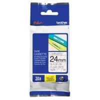 Brother TZe-151 Authentic Schriftband Selbstklebend Schwarzer Druck auf Transparent 24 mm x 8m
