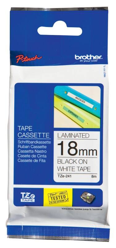 Brother P-touch Beschriftungsband Authentisch TZe-241 TZe-241 Selbsthaftend Schwarz auf Weiss 18 mm x 8 m