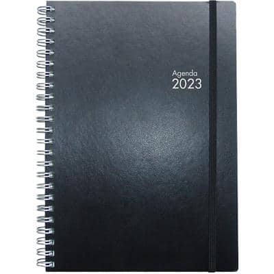 Agenda Simplex Simply 2023 A5 1 Semaine sur 2 pages Noir Allemand, Anglais, Français, Italien