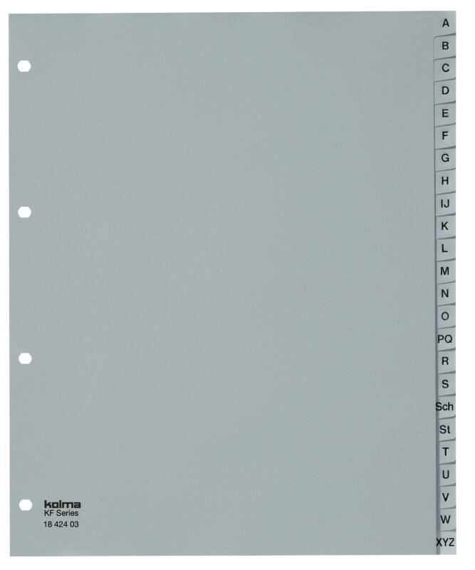 Kolma Strong A - Z Alphabetische Register A4+ Grau 24-teilig PP (Polypropylen) 4 Löcher 18.424.03