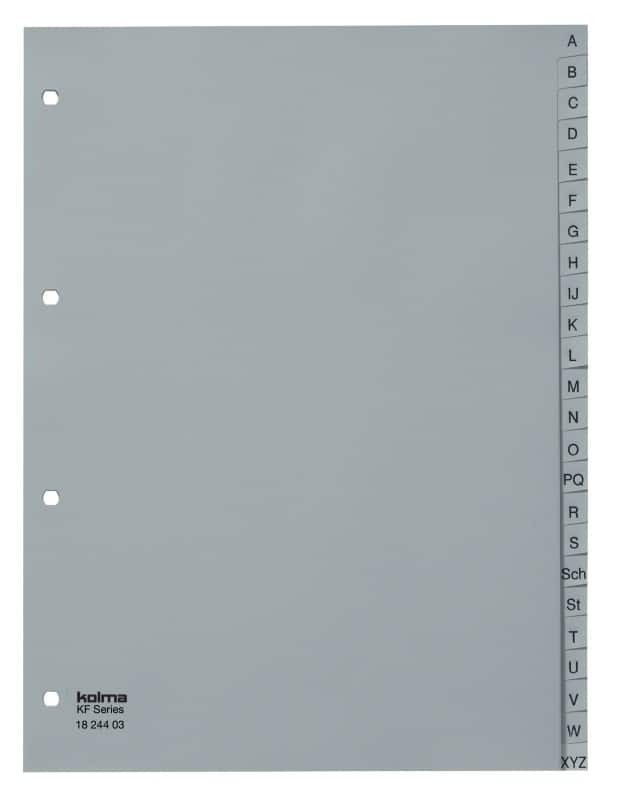 Kolma Strong A - Z Alphabetische Register A4 Grau 24-teilig PP (Polypropylen) 4 Löcher 18.244.03