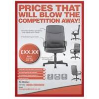 Franken X-tra!Line A4 Inforahmen Magnetisch Rot Kunststoff ITSA4M/5 01 23 (B) x 31,7 (H) cm X-tra!Line 5 Stück