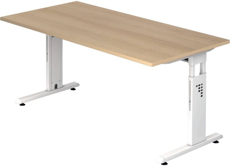 Bureau Hammerbacher O-Serie VOS Hauteur ajustable Rectangulaire Chêne C-Pied 1600 (L) x 800 (P) x 850 (H) mm Acier, Aggloméré