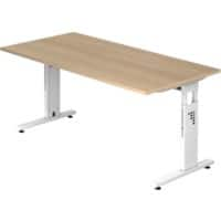 Bureau Hammerbacher O-Serie Hauteur Ajustable Rectangulaire Chêne Mélaminé Blanc T-Pied 1600 x 800 x 650 mm