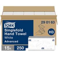 Tork Advanced 100% Recycelt Falthandtücher H3 V-falz Weiss 2-lagig 290163 15 Stück à 250 Blatt