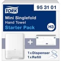 Distributeur d'essuie-mains Tork Elevation Mini Singlefold 953101 H3 Plastique Verrouillable Manuel Blanc