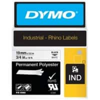 Ruban d’étiquettes Dymo IND S0718220 / 18484 Rhino d’origine, polyester Autocollant Noir sur blanc 19 mm x 5,5 m