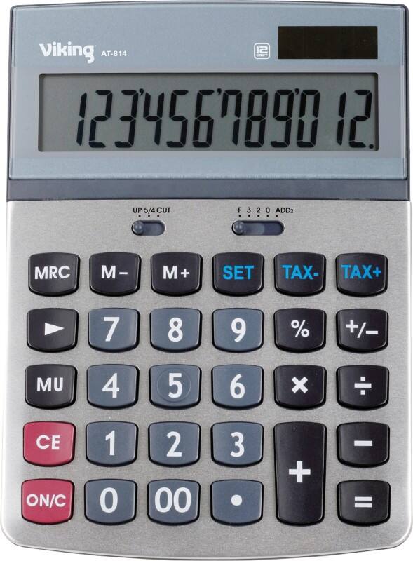 Calculatrice de bureau Viking 12 chiffres Argenté Pile;Solaire AT-814