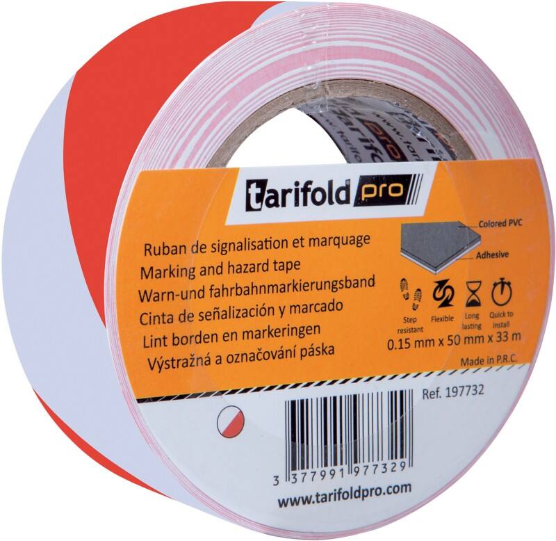 Ruban adhésif de marquage Djois Vinyle 5 cm Rouge, blanc