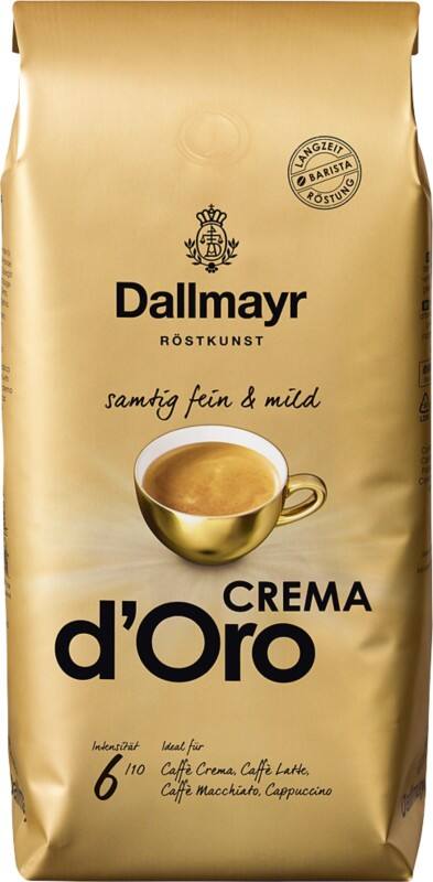 Café en grains Dallmayr Crema d'Oro Non décafeiné Doux et velouté 1 kg