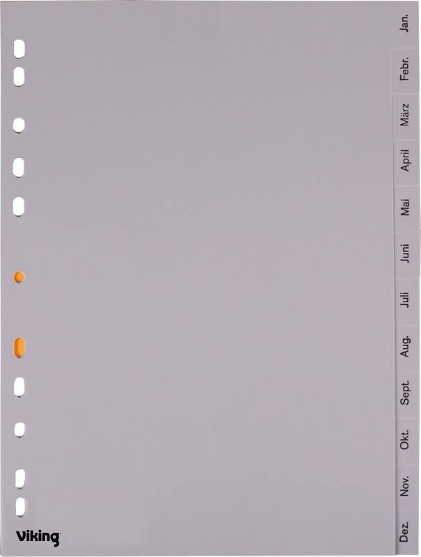Viking Jan - Dez Alphabetische Register DIN A4 Grau 12-teilig PP (Polypropylen) 11 Löcher