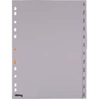 Office Depot Register DIN A4 Grau 12-teilig Perforiert Kunststoff Jan - Dez