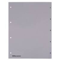 Intercalaires numériques Office Depot polypropylène A4 5 intercalaires 1 à 5 4 trous Gris
