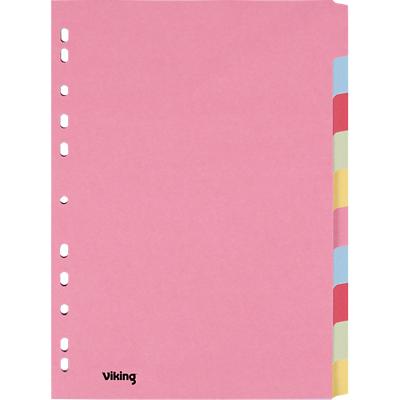 Viking Standard Blanko Register Recycelt 100% A4 Farbig assortiert Mehrfarbig 10-teilig Pappkarton Rechteckig 11 Löcher 10 Blatt