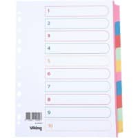 Viking Standard Blanko Blanko Register 100% Recycelt A4 Farbig assortiert 10-teilig Pappkarton 11 Löcher