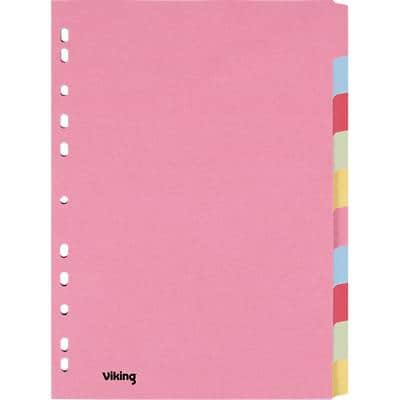 Office Depot Standard Blanko Register Recycelt 100% DIN A4 Farbig Sortiert Mehrfarbig 10-teilig Pappkarton Rechteckig 11 Löcher 10 Blatt