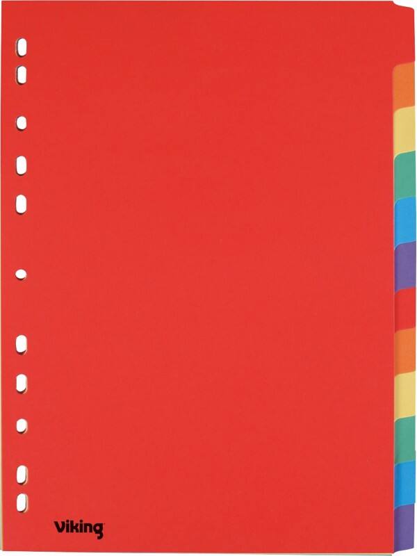 Viking Standard Blanko Blanko Register  A4 Farbig assortiert 12-teilig Manila 11 Löcher 12 Blatt