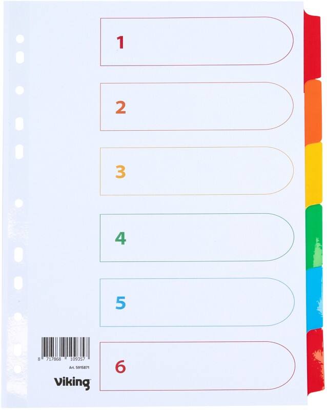 Viking Mylar Blanko Blanko Register  A4 Farbig assortiert 6-teilig Pappkarton 11 Löcher 28090 6 Blatt