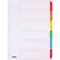 Office Depot Blanko Register DIN A4 Farbig Sortiert Mehrfarbig 6-teilig Pappkarton Rechteckig 11 Löcher 28090 6 Blatt