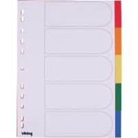 Office Depot Blanko Register DIN A4 Farbig Sortiert Mehrfarbig 5-teilig PP (Polypropylen) Rechteckig 11 Löcher