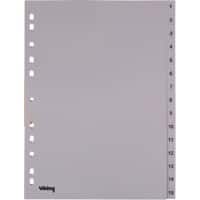 Intercalaires numériques Office Depot polypropylène A4 15 intercalaires 1 à 15 11 trous Gris